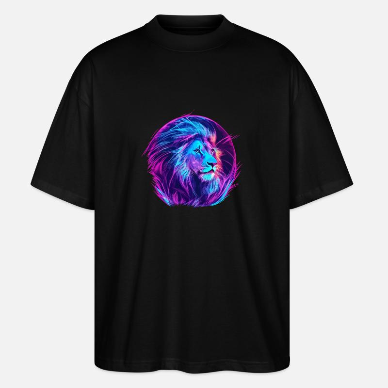 Lion Vaporwave EDM - T-shirt bio Blaster 2.0 coupe oversize Stanley/Stella Unisexe - noir