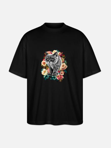 Fleurs de chat - T-shirt bio Blaster 2.0 coupe oversize Stanley/Stella Unisexe - noir