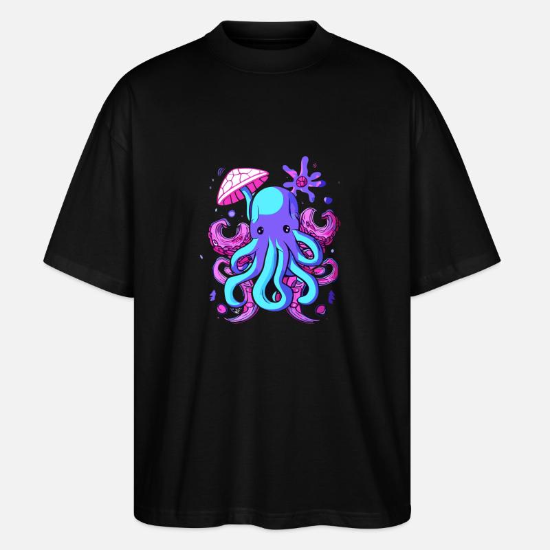 Octo Jelly Octopus Sea Creature - Stanley/Stella Oversized Unisex Organic T-shirt Blaster 2.0 - black
