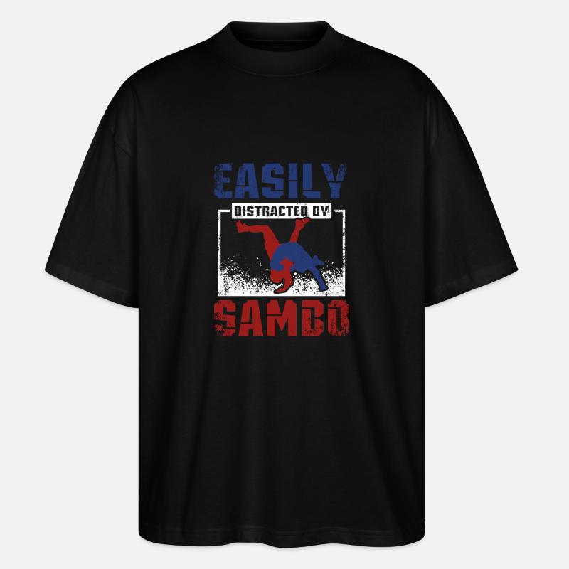 Easily distracted by Sambo - Stanley/Stella Oversized Unisex Organic T-shirt Blaster 2.0 - black