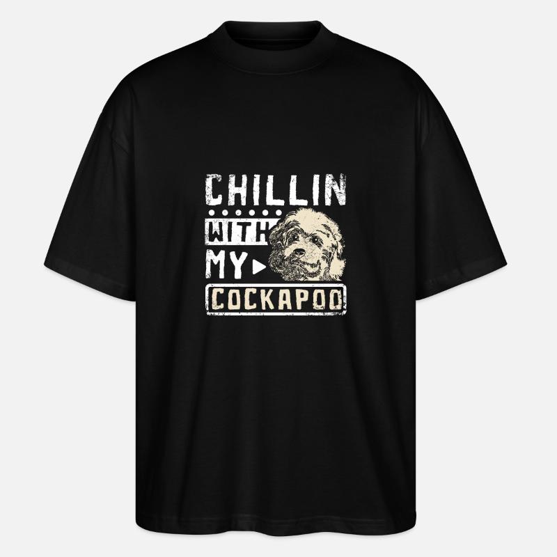 chillin avec mon cockapoo - T-shirt bio Blaster 2.0 coupe oversize Stanley/Stella Unisexe - noir