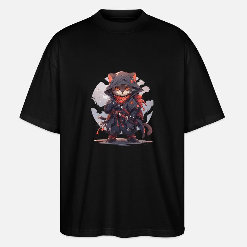 Chat d’Asie Samouraï japonais Samouraï - T-shirt bio Blaster 2.0 coupe oversize Stanley/Stella Unisexe - noir