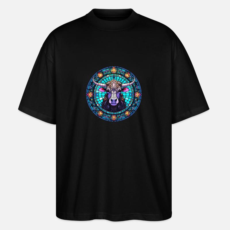 Cooles Buntglas-Kunstdesign - Abstract Mosaic Co - Stanley/Stella Oversized Unisex Bio T-Shirt Blaster 2.0 - Schwarz