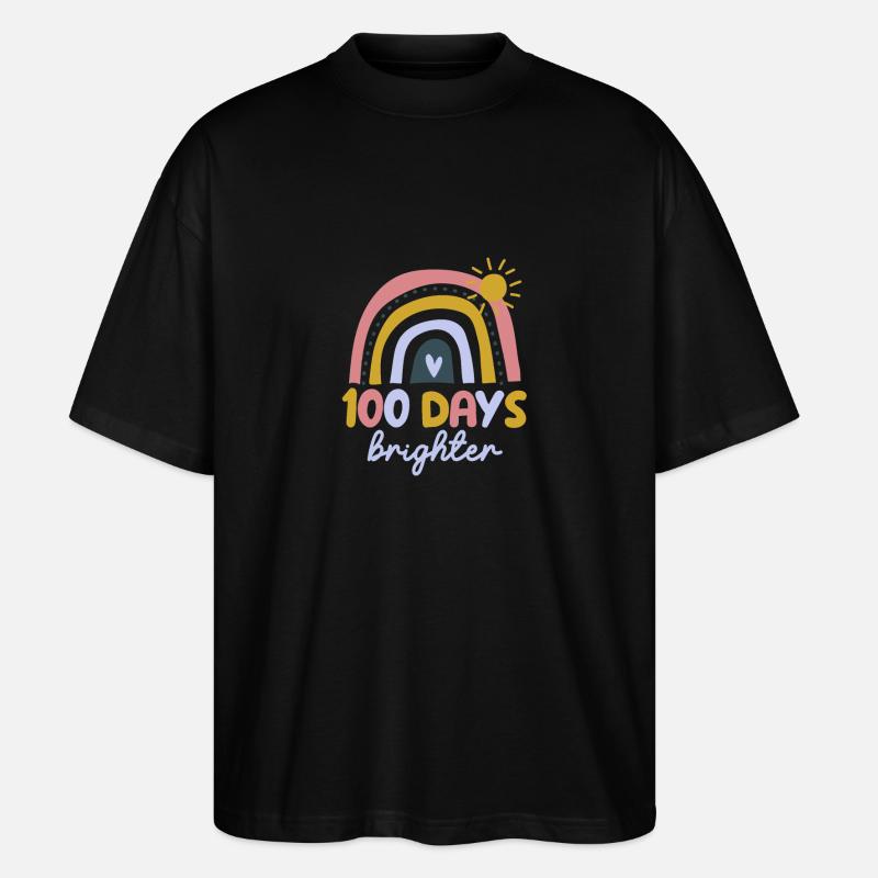 100 Days Brighter Enseignant Élève - T-shirt bio Blaster 2.0 coupe oversize Stanley/Stella Unisexe - noir
