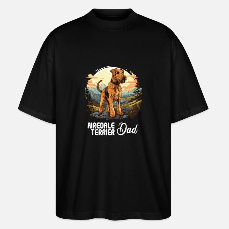 Hund Airedale Terrier - Stanley/Stella Oversized Unisex Bio T-Shirt Blaster 2.0 - Schwarz