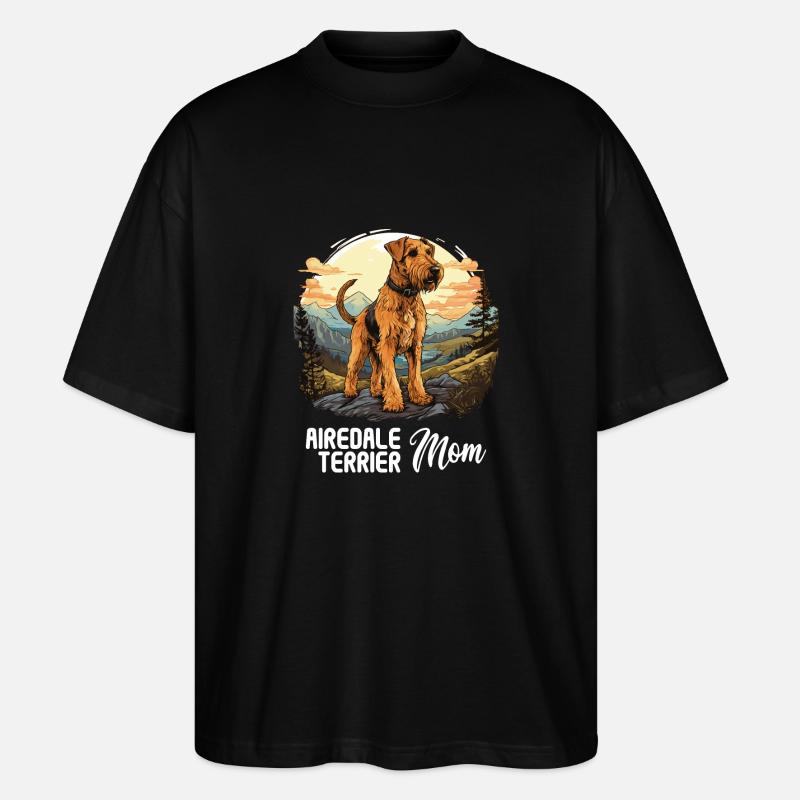 Hund Airedale Terrier - Stanley/Stella Oversized Unisex Bio T-Shirt Blaster 2.0 - Schwarz
