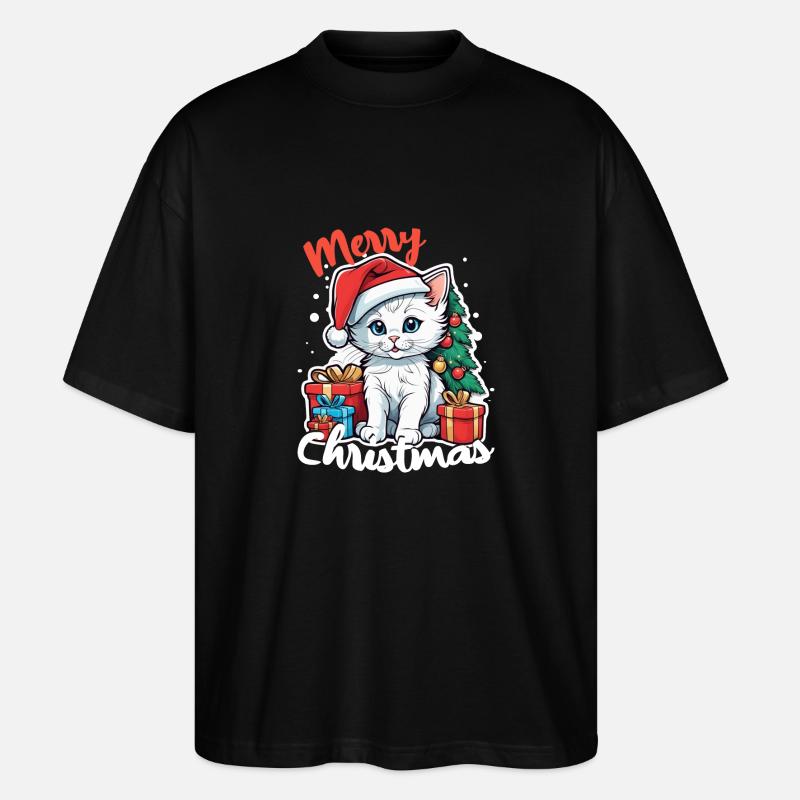 chat noel - joyeux noel - T-shirt bio Blaster 2.0 coupe oversize Stanley/Stella Unisexe - noir