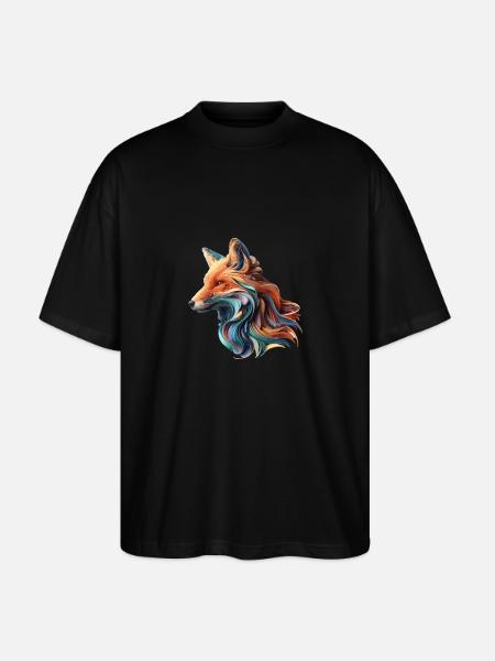 Farbenfroher abstrakter Fuchs - Stanley/Stella Oversized Unisex Bio T-Shirt Blaster 2.0 - Schwarz
