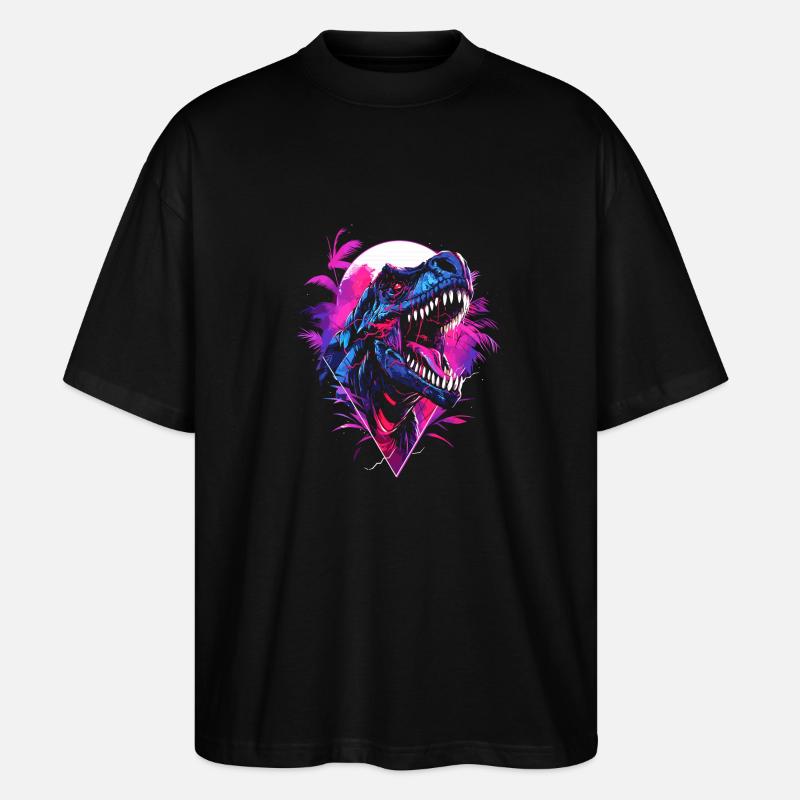 Synthwave T Rex - Stanley/Stella Oversized Unisex Organic T-shirt Blaster 2.0 - black