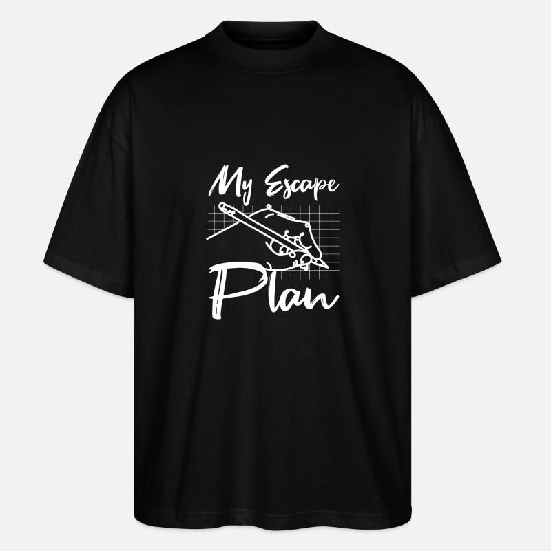 My escape plan drawing - Stanley/Stella Oversized Unisex Organic T-shirt Blaster 2.0 - black