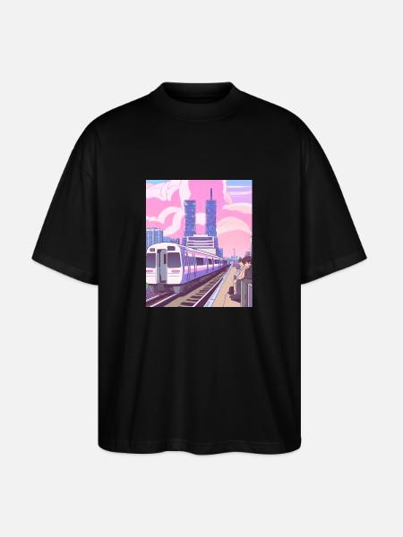 Japan Train Station - Stanley/Stella Oversized Unisex Organic T-shirt Blaster 2.0 - black