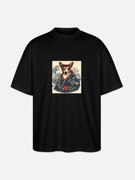 Hund Japanisch - Stanley/Stella Oversized Unisex Bio T-Shirt Blaster 2.0 - Schwarz