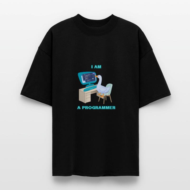 A Programmer Duck, a Fun Design for Programmers Stanley/Stella Oversized Unisex Organic T-shirt Blaster 2.0