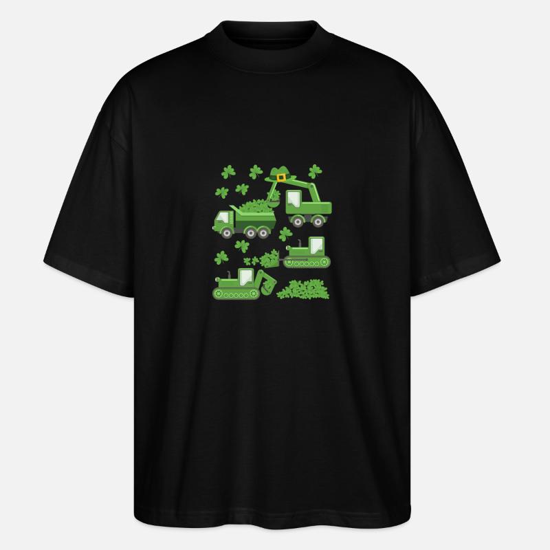 La Saint-Patrick de la Saint-Patrick grue camion excavatrice construction trèfle - T-shirt bio Blaster 2.0 coupe oversize Stanley/Stella Unisexe - noir