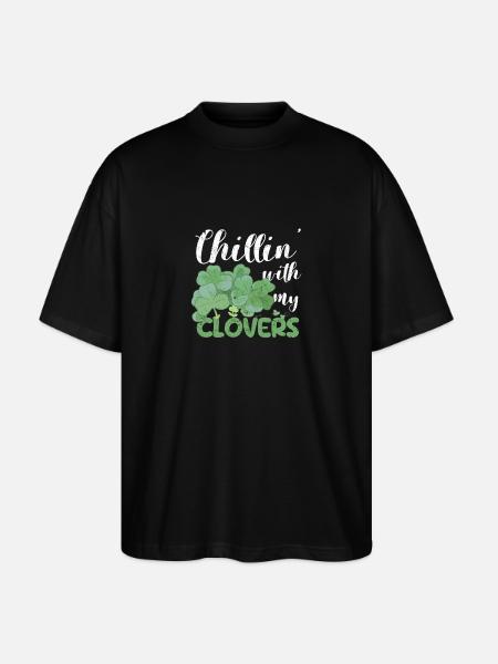 Chillin With My Shamrocks Funny Irish - Stanley/Stella Oversized Unisex Organic T-shirt Blaster 2.0 - black