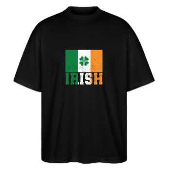 Patriotische irische Flagge Irland Kleeblatt - Stanley/Stella Oversized Unisex Bio T-Shirt Blaster 2.0 - Schwarz - Vorne - Alina (178cm) & Michal (187cm)