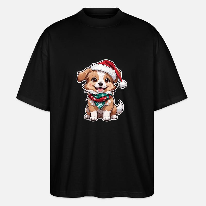 Hund mit Weihnachtsmütze - Stanley/Stella Oversized Unisex Bio T-Shirt Blaster 2.0 - Schwarz