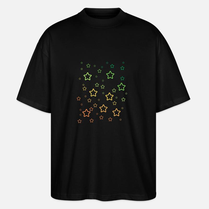 Regenbogen-Sterne - Stanley/Stella Oversized Unisex Bio T-Shirt Blaster 2.0 - Schwarz