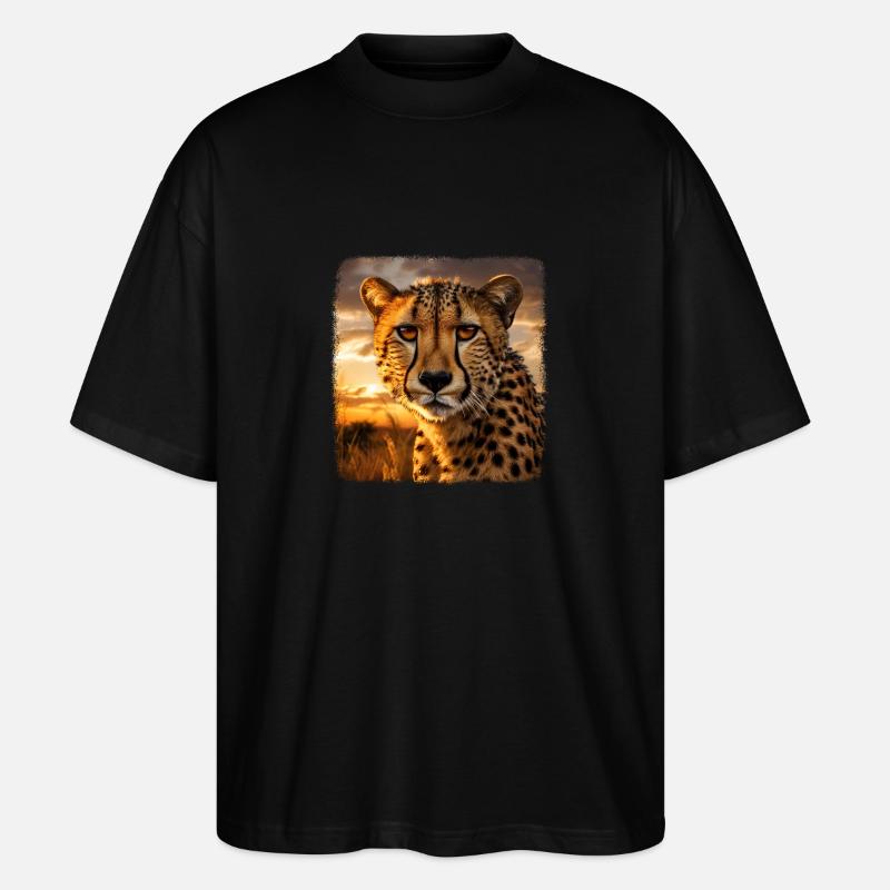 Geparde realistic Gepard - Stanley/Stella Oversized Unisex Bio T-Shirt Blaster 2.0 - Schwarz