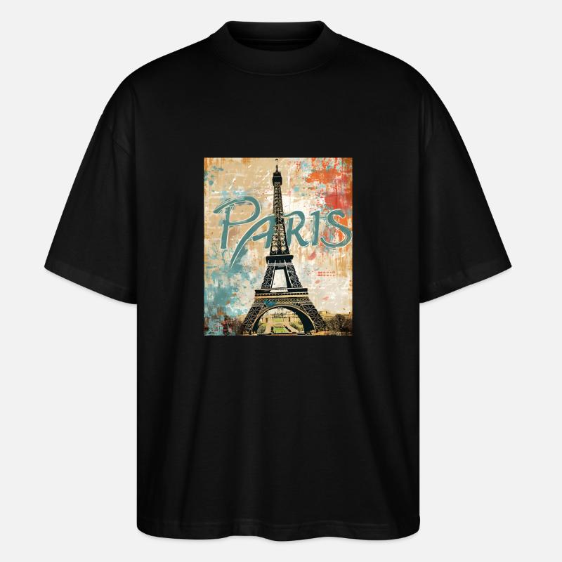 Paris mit Eiffelturm - Stanley/Stella Oversized Unisex Bio T-Shirt Blaster 2.0 - Schwarz