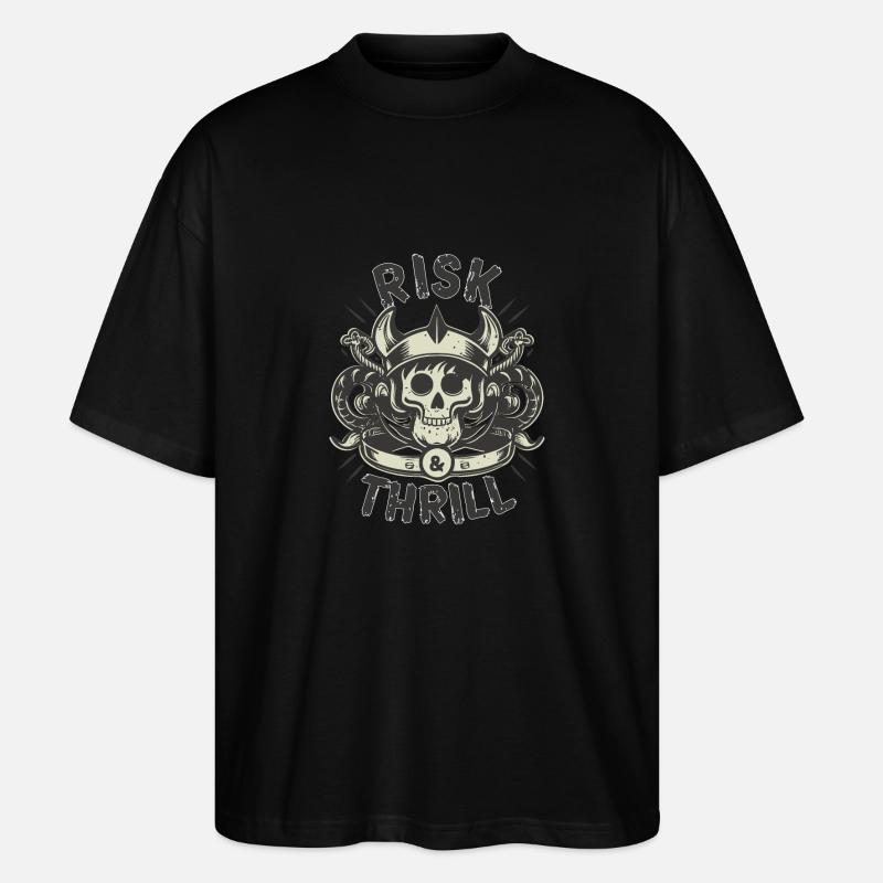 RISIKO-NERVENKITZEL - Stanley/Stella Oversized Unisex Bio T-Shirt Blaster 2.0 - Schwarz