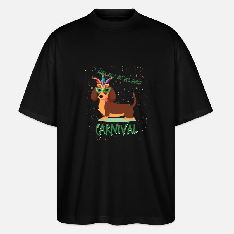 Dackel, Karneval, Fasching, Helau, Alaaf - Stanley/Stella Oversized Unisex Bio T-Shirt Blaster 2.0 - Schwarz