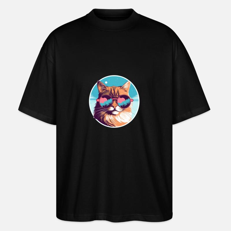 Sun-Purred Kitty Gleam - Stanley/Stella Oversized Unisex Organic T-shirt Blaster 2.0 - black