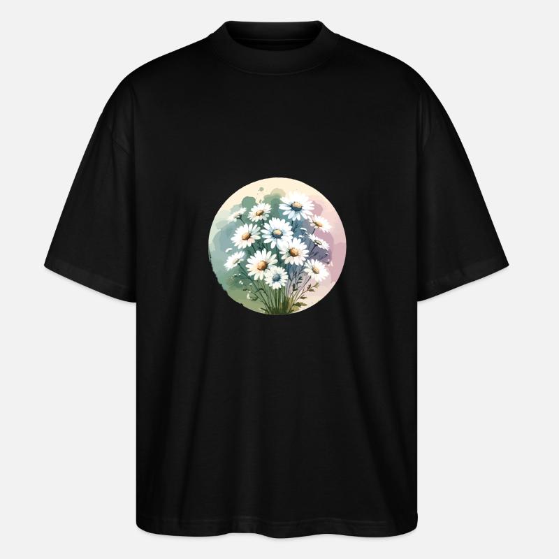 Gänseblümchen gezeichnet - Stanley/Stella Oversized Unisex Bio T-Shirt Blaster 2.0 - Schwarz
