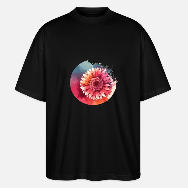 Gerbera gezeichnet - Stanley/Stella Oversized Unisex Bio T-Shirt Blaster 2.0 - Schwarz