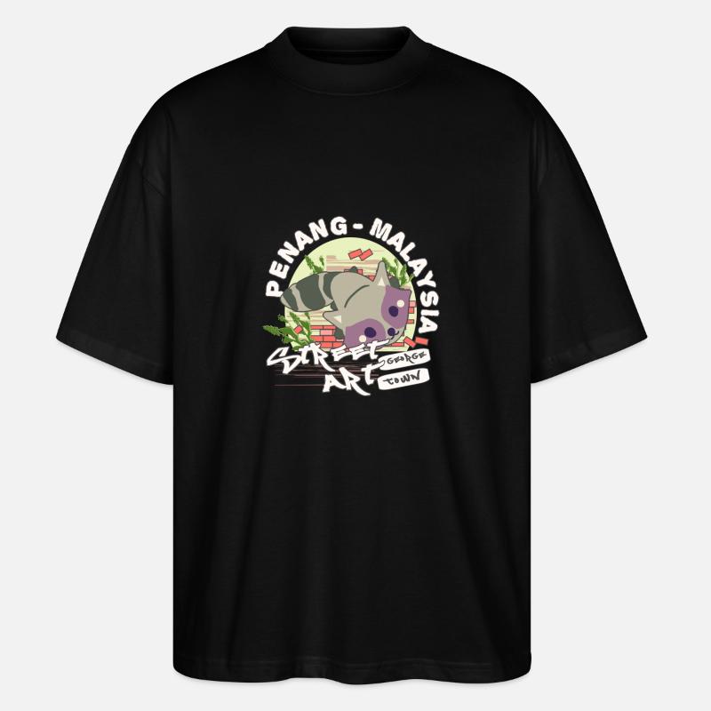 Waschbär Graffiti - Stanley/Stella Oversized Unisex Bio T-Shirt Blaster 2.0 - Schwarz