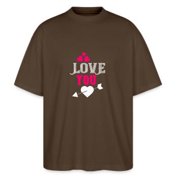 Love You - Stanley/Stella Oversized Unisex Organic T-shirt Blaster 2.0 - mocha - Front - Alina (178cm) & Michal (187cm)