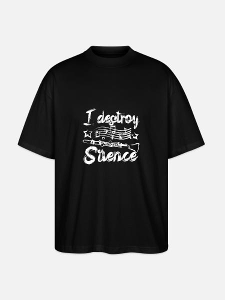 I destroy silence clarinetist - Stanley/Stella Oversized Unisex Organic T-shirt Blaster 2.0 - black