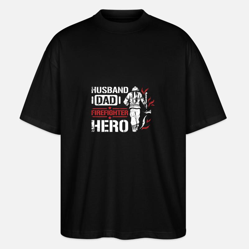 Husband dad firefighter hero - Stanley/Stella Oversized Unisex Bio T-Shirt Blaster 2.0 - Schwarz