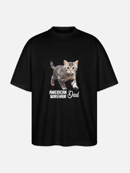 Cat Cats American Wirehair - Stanley/Stella Oversized Unisex Organic T-shirt Blaster 2.0 - black
