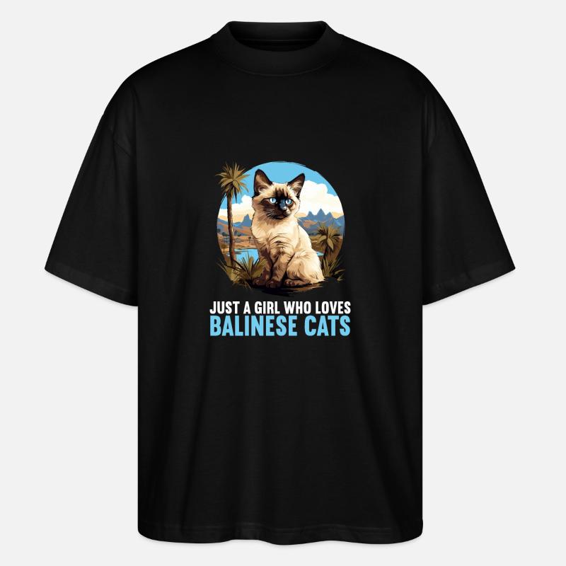 Chat balinais Balinesenkatze - T-shirt bio Blaster 2.0 coupe oversize Stanley/Stella Unisexe - noir