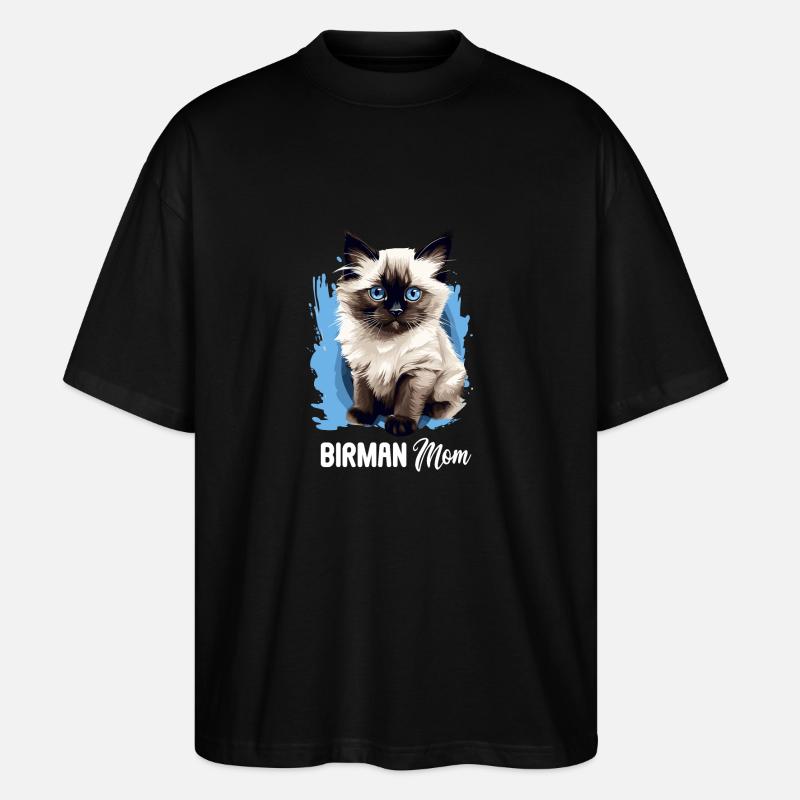 Birman Cat Birma Katze - Stanley/Stella Oversized Unisex Bio T-Shirt Blaster 2.0 - Schwarz