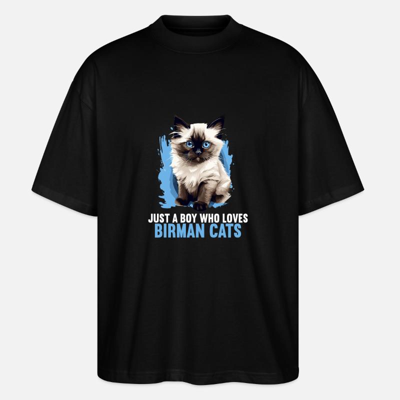 Birman Cat Birma Katze - Stanley/Stella Oversized Unisex Organic T-shirt Blaster 2.0 - black