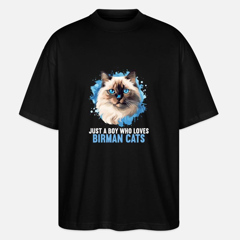 Birman Cat Birma Katze - Stanley/Stella Oversized Unisex Bio T-Shirt Blaster 2.0 - Schwarz