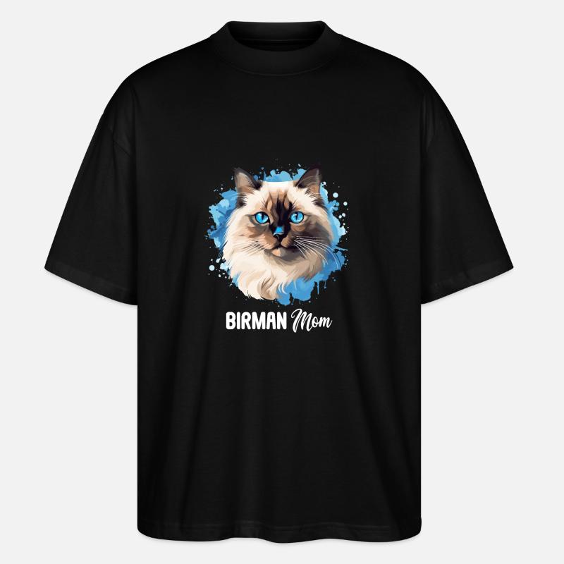 Birman Cat Birma Katze - Stanley/Stella Oversized Unisex Organic T-shirt Blaster 2.0 - black