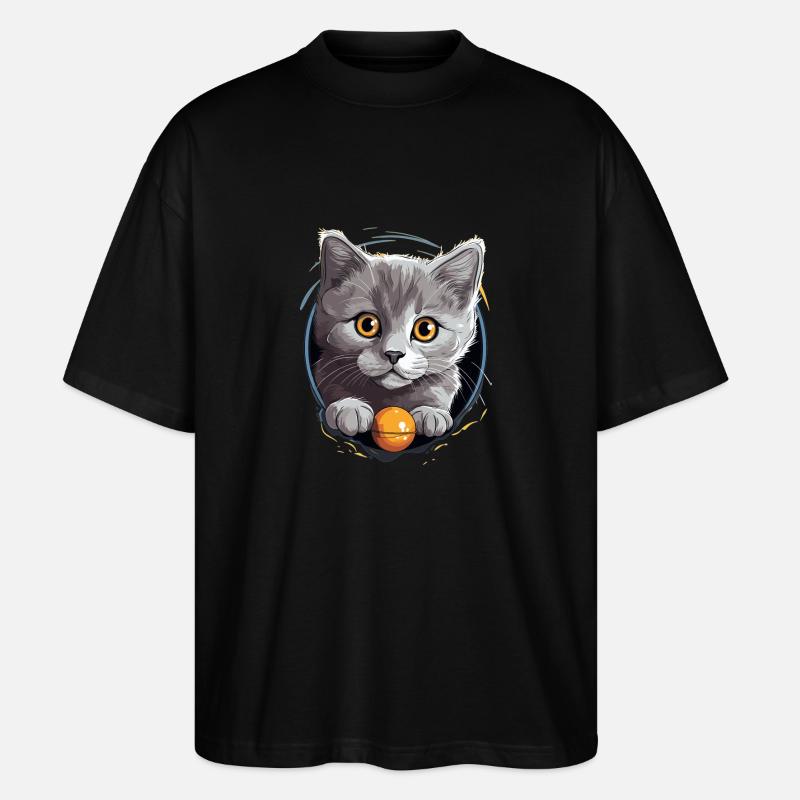 Chartreux Cat Kartäuser Katze - Stanley/Stella Oversized Unisex Bio T-Shirt Blaster 2.0 - Schwarz