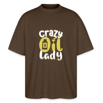 Crazy Oil Lady Essential Oil Natural Healing - Stanley/Stella Oversized Unisex Organic T-shirt Blaster 2.0 - mocha - Front - Alina (178cm) & Michal (187cm)