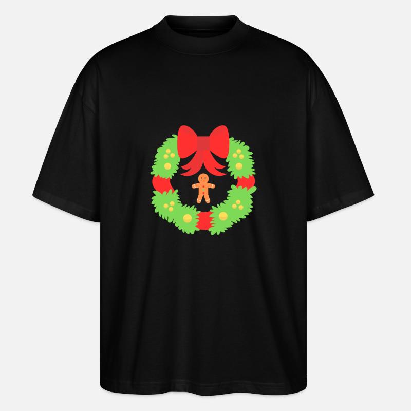 Weihnachtskranz der Lebkuchenfreude - Stanley/Stella Oversized Unisex Bio T-Shirt Blaster 2.0 - Schwarz