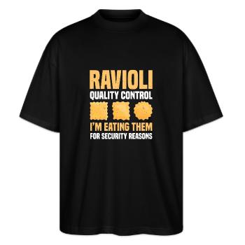 Contrôle de la qualité des raviolis - T-shirt bio Blaster 2.0 coupe oversize Stanley/Stella Unisexe - noir - Devant - Alina (178cm) & Michal (187cm)