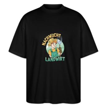 Jeune agriculteur agriculteur - T-shirt bio Blaster 2.0 coupe oversize Stanley/Stella Unisexe - noir - Devant - Alina (178cm) & Michal (187cm)