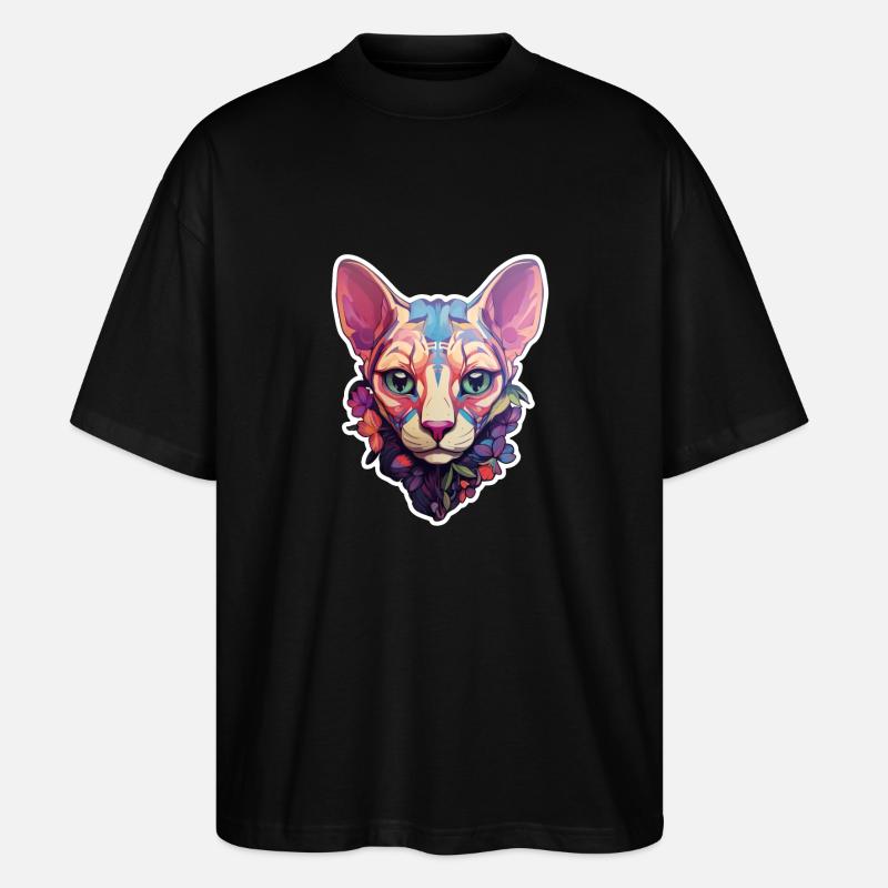 Sphynx-Katzenkopf - Stanley/Stella Oversized Unisex Bio T-Shirt Blaster 2.0 - Schwarz