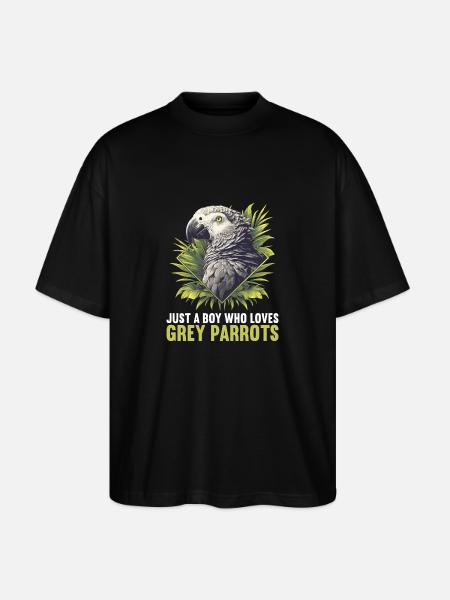 African grey parrots - Stanley/Stella Oversized Unisex Organic T-shirt Blaster 2.0 - black