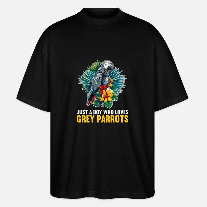 Perroquets gris d’Afrique - T-shirt bio Blaster 2.0 coupe oversize Stanley/Stella Unisexe - noir
