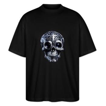 Crâne spatial - T-shirt bio Blaster 2.0 coupe oversize Stanley/Stella Unisexe - noir - Devant - Alina (178cm) & Michal (187cm)