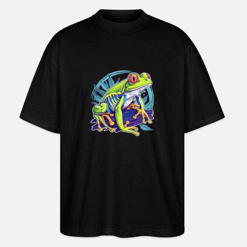 Tree Frog Baumfrösche Baumfrosch - Stanley/Stella Oversized Unisex Bio T-Shirt Blaster 2.0 - Schwarz