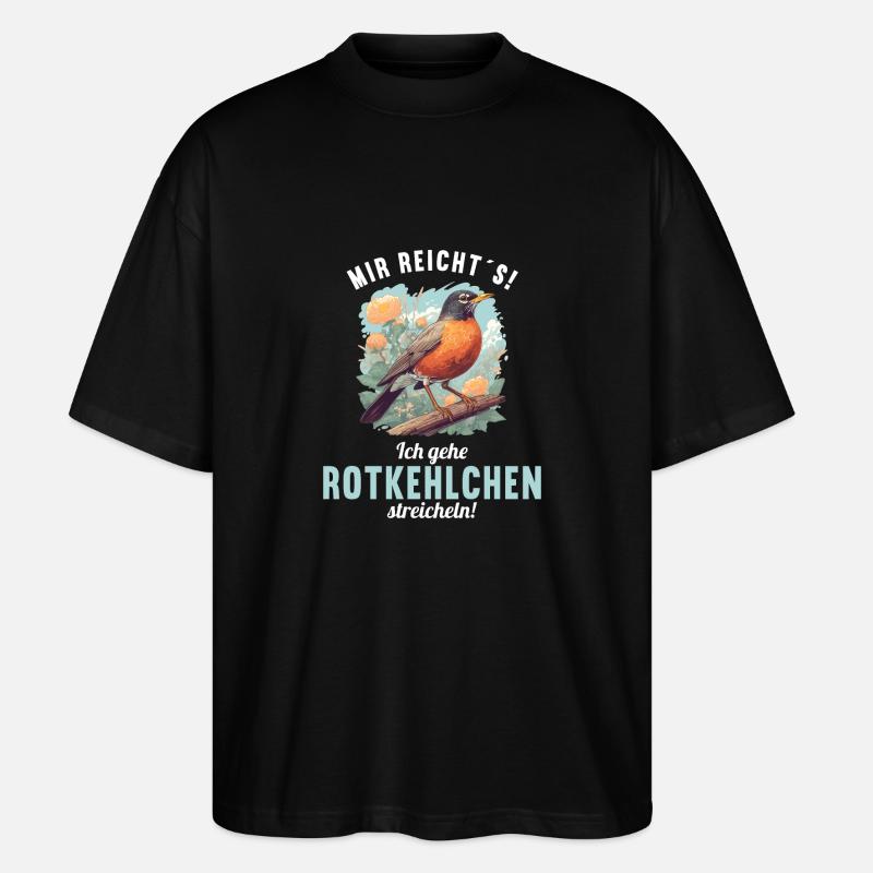 Robin Rotkehlchen - Stanley/Stella Oversized Unisex Bio T-Shirt Blaster 2.0 - Schwarz